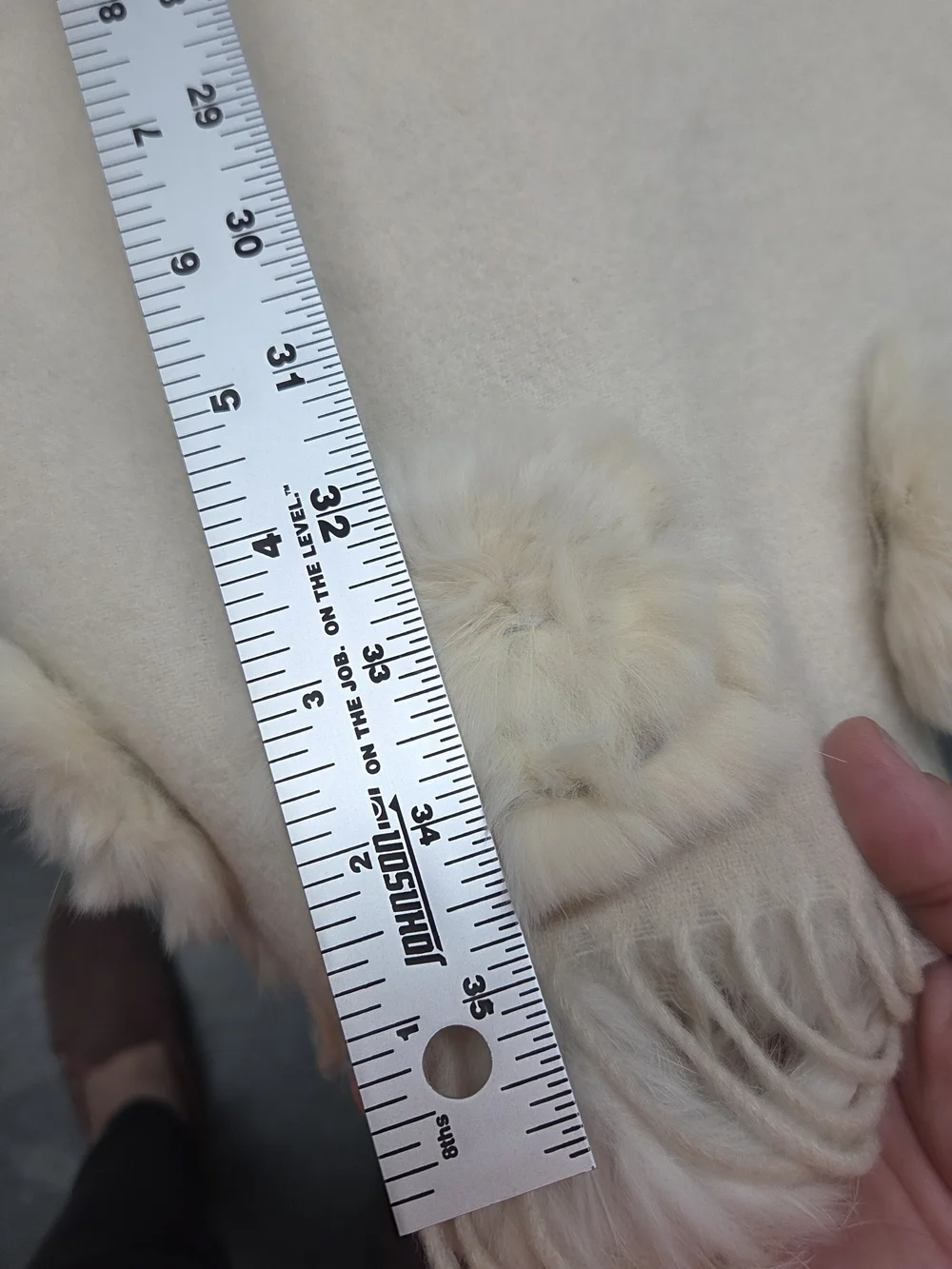Pashmina Cream Cashmere Rabbit Scarf Wrap 26.5x70 Cozy Winter Luxe Chalet Chic